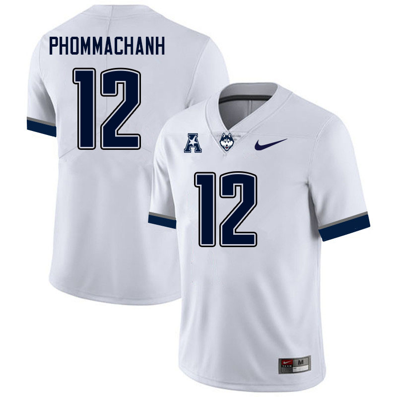 Men #12 Tyler Phommachanh Uconn Huskies College Football Jerseys Sale-White